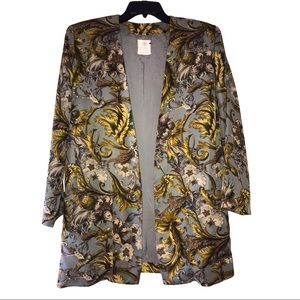 Range Rover open blazer with gold floral embroidery pattern